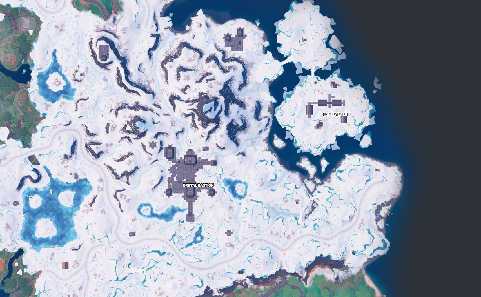 All Named Locations in the Snow/Ice biome (Image via Fortnite.GG)
