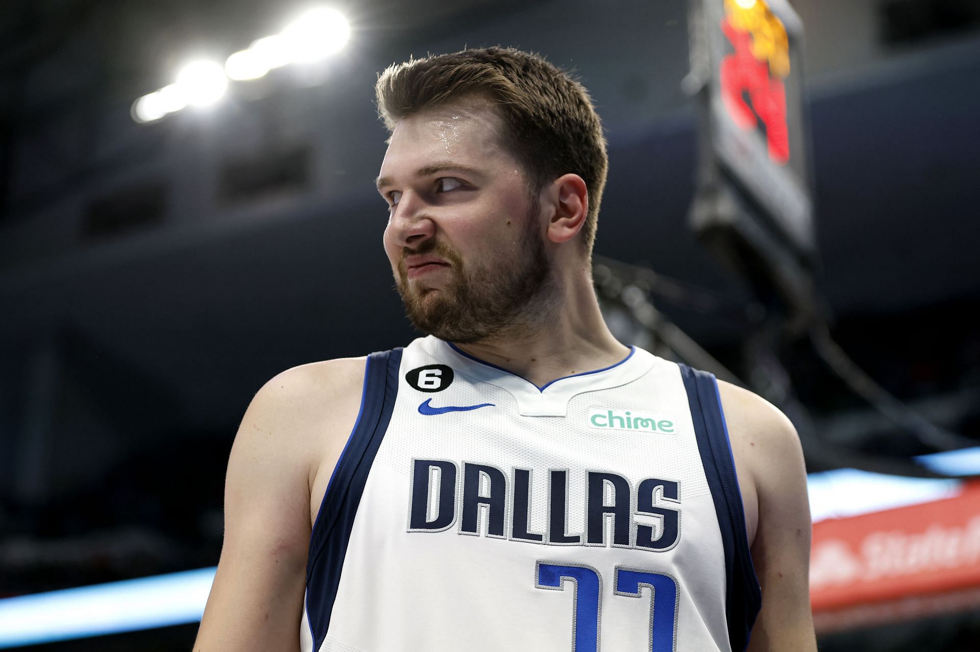 Luka Doncic in action during Chicago Bulls v Dallas Mavericks