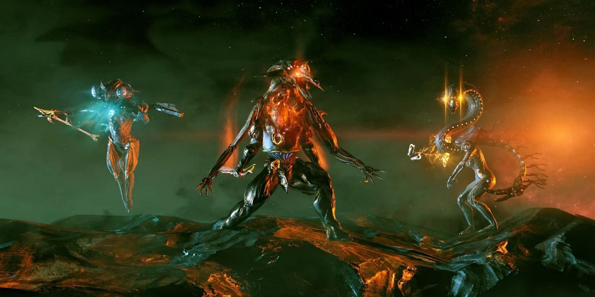 The three Archons of Warframe as showcased in the New War quest