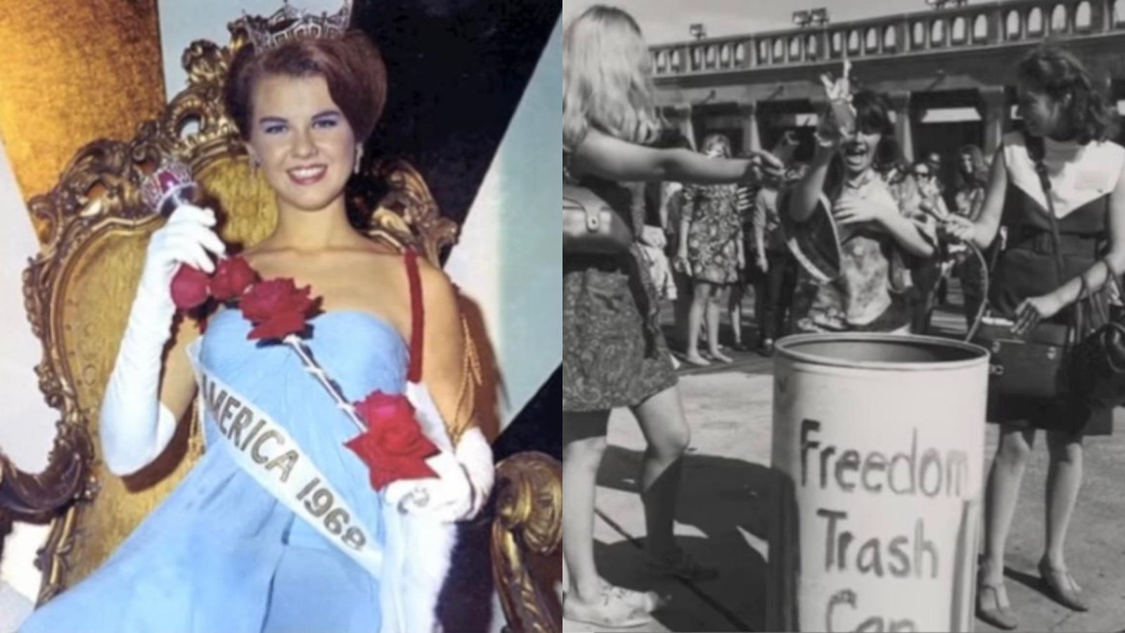 Miss America 1968 Debra Barnes commented on the protest during her speech (Images via YouTube)