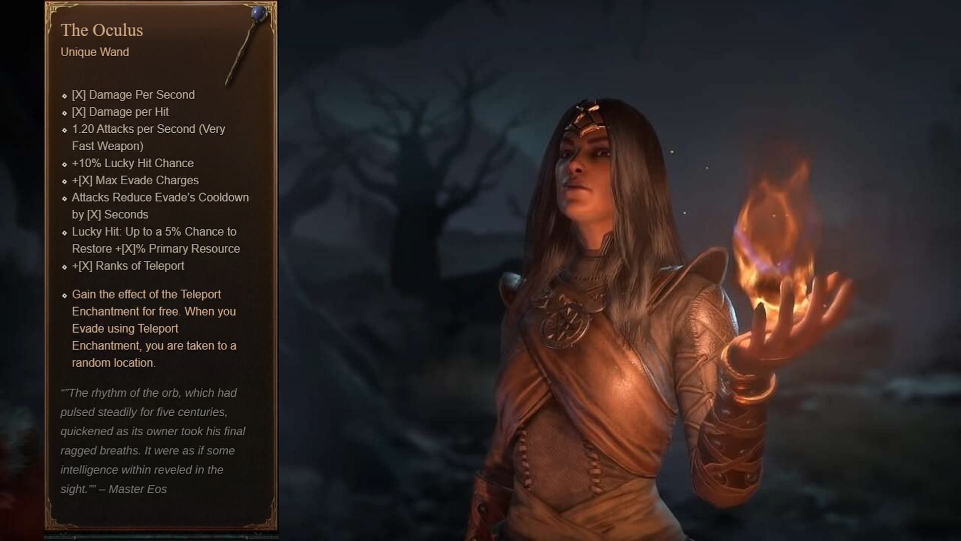 The Oculus is a Unique Wand for the Sorcerer Class (Image via Blizzard Entertainment)