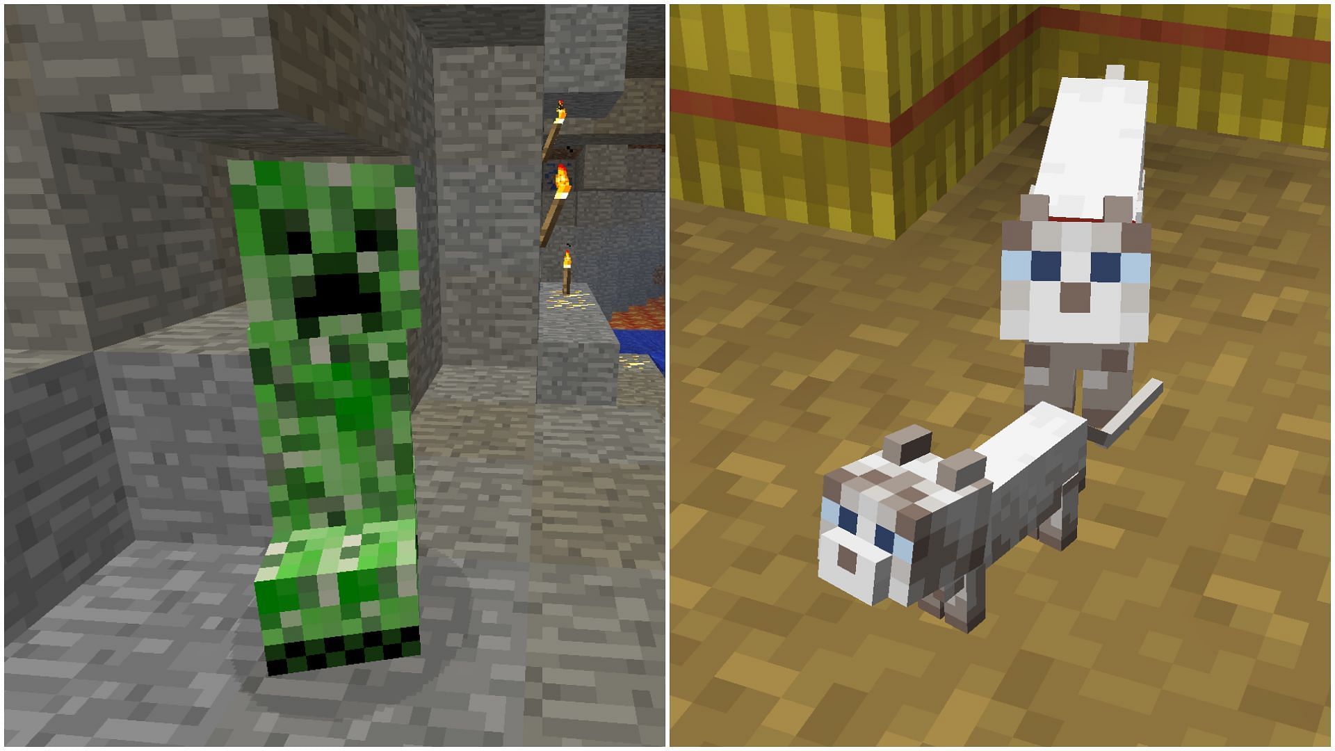 Cats will scare creepers away in Minecraft (Image via Mojang)