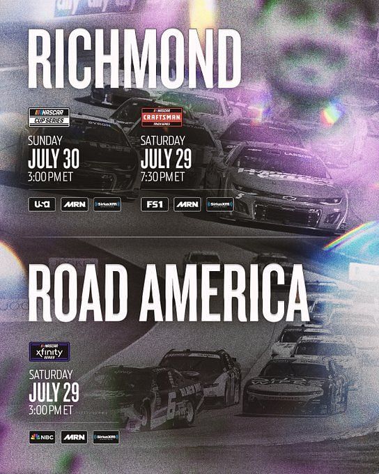 NASCAR Friday schedule: Here’s what today’s schedule at Richmond Raceway, Road America looks like