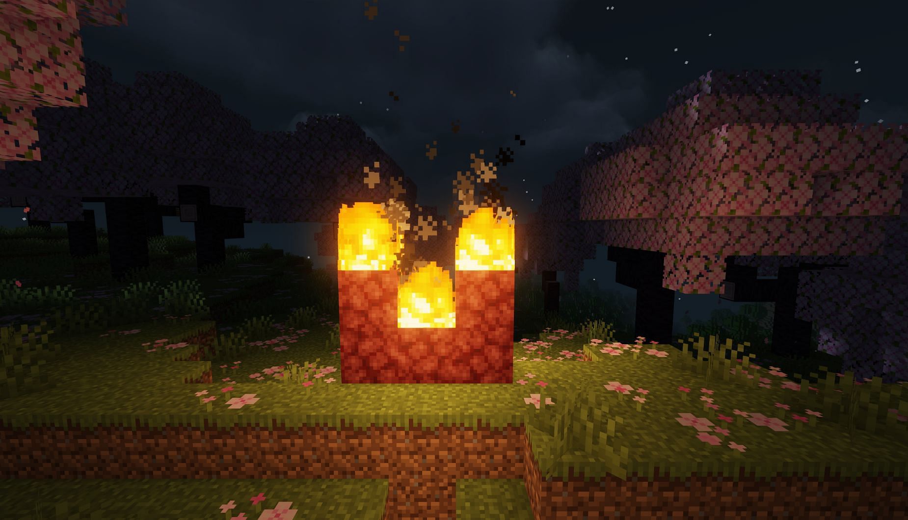 Fire on Netherack will stay as long as the player doesn&#039;t extinguish it (Image via Mojang)