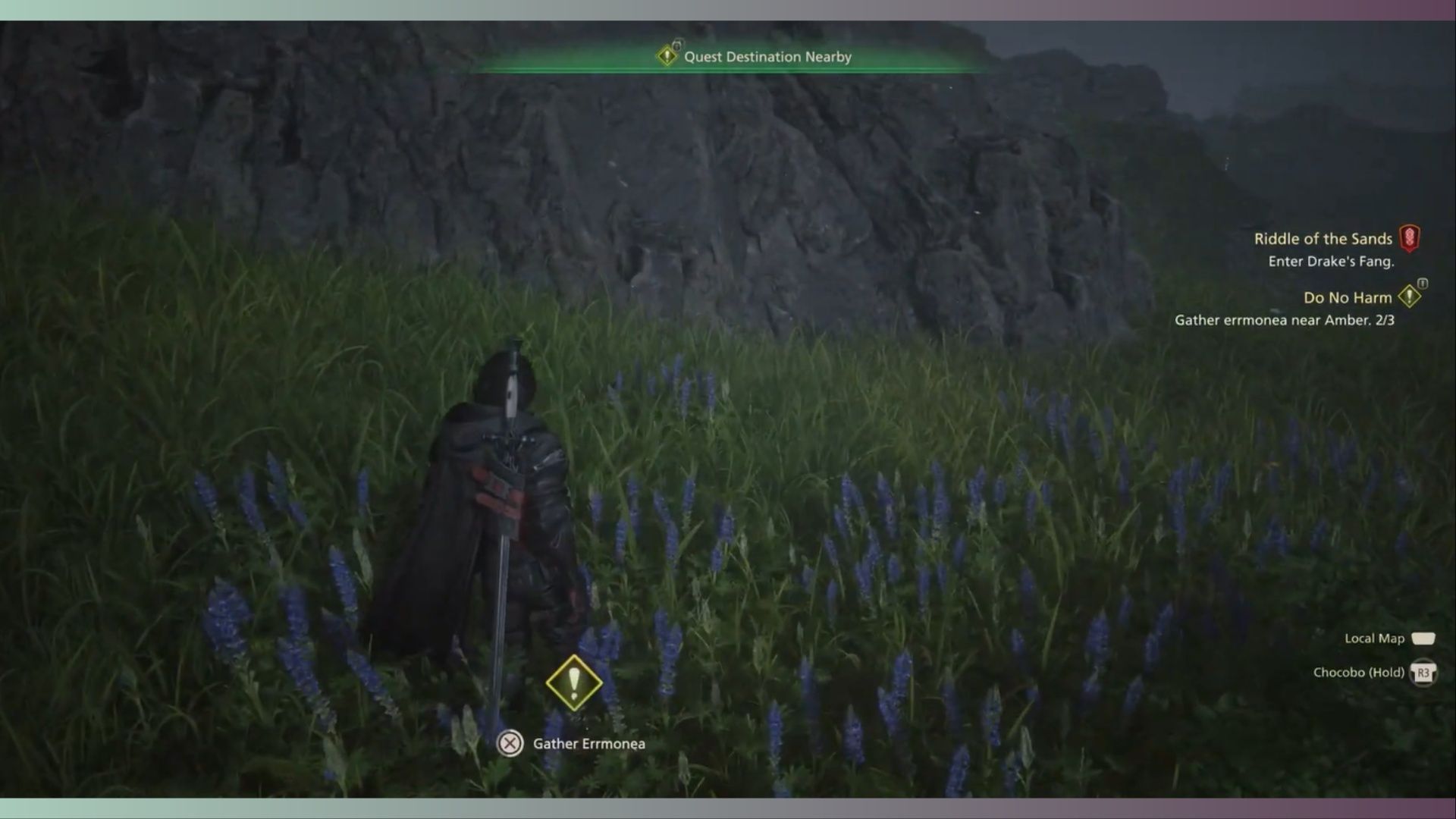 Gathering Errmonea leaves in Final Fantasy 16 (Image via Square Enix)