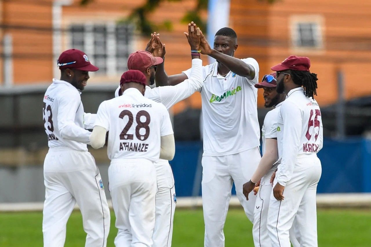 Jason Holder celebrating with his teammates [Getty Images]
