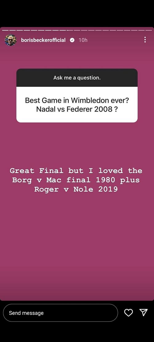 Boris Becker's Instagram story