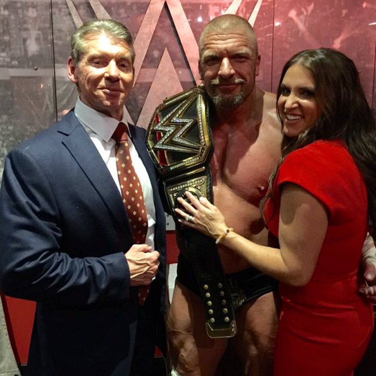 Triple H, Vince and Stephanie after the Game won the WWE Championship