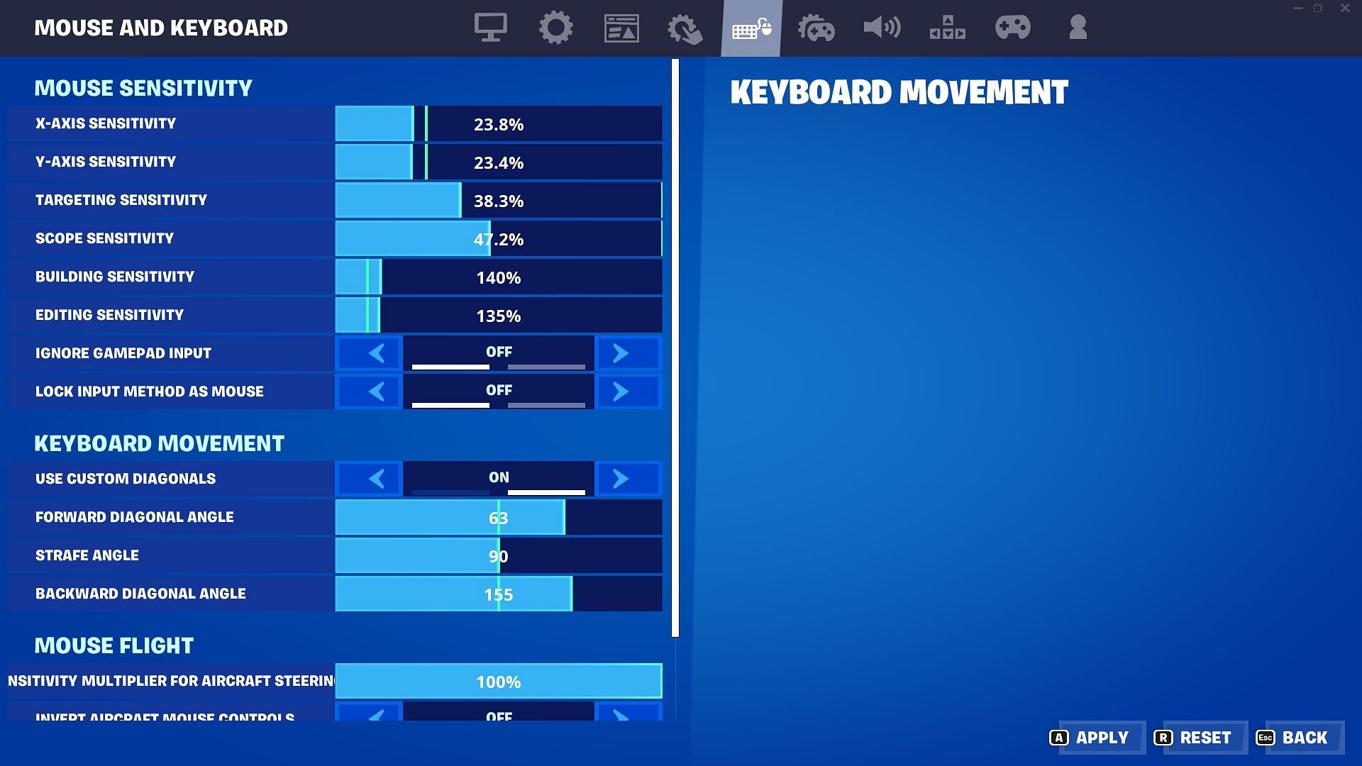 Best Mouse Sensitivity and Keyboard Movement settings to play Competitive mode (2023) (Image via Epic Games/Fortnite).