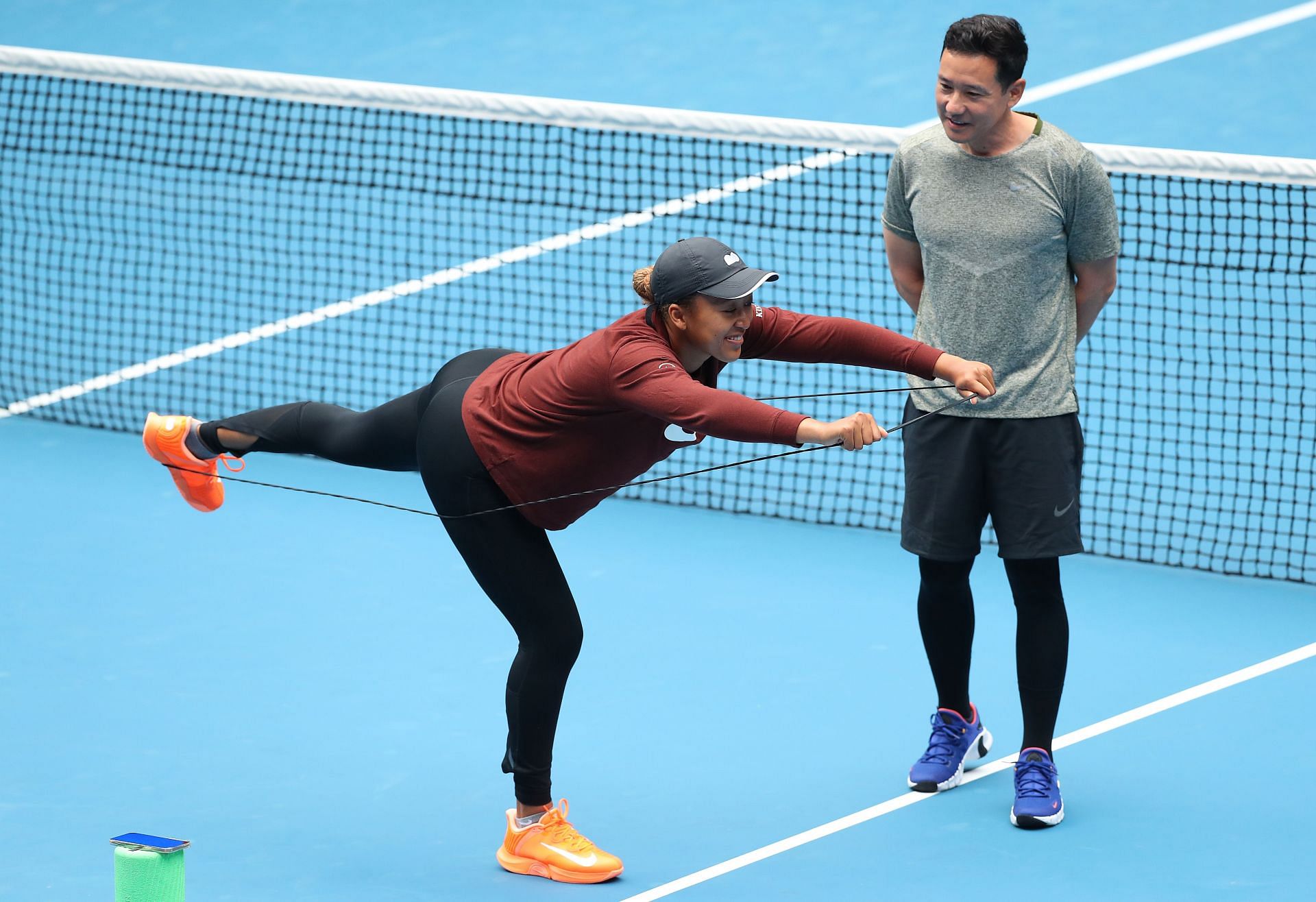 Naomi Osaka in a practice session at the 2022 Melbourne Summer Set