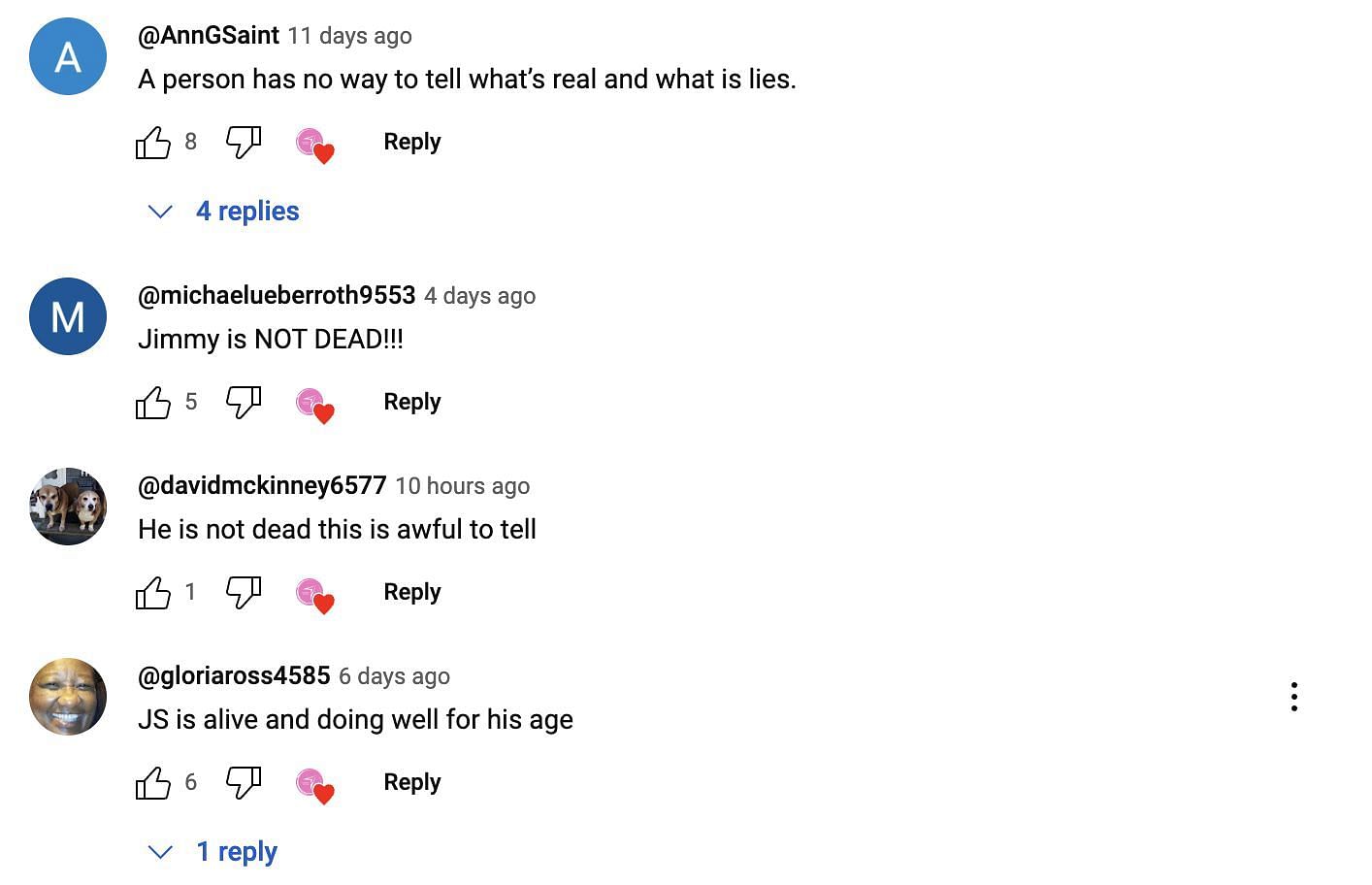 Social media users reacted to the fake news of Jimmy&#039;s passing away: Reactions explored. (Image via YouTube)