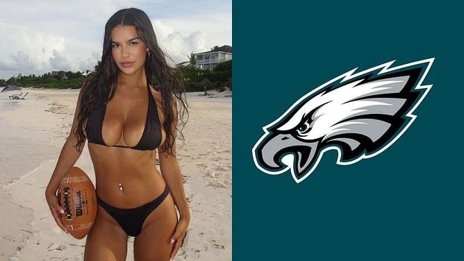 IN PHOTOS: Love Island's Genevieve Shawcross pledges allegiance to Eagles for 2023 season in swimsuit shoot