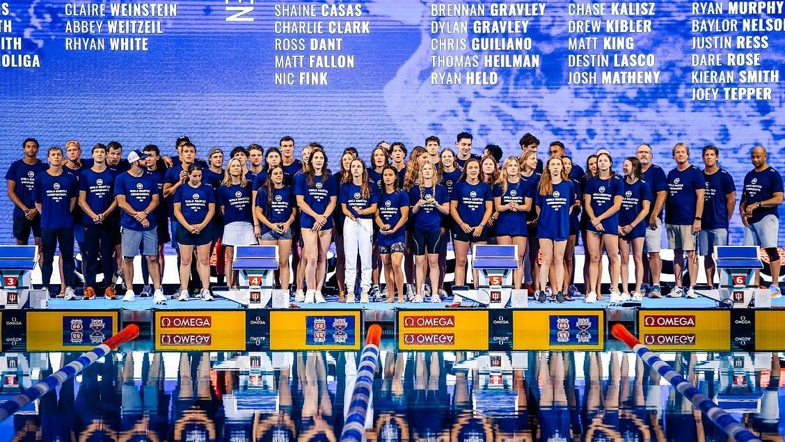 Members of the USA Swimming team for the 2023 World Aquatics Championships