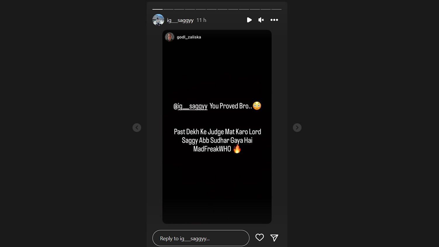 Snippet showing Saggy&#039;s fans supporting him on social media (Image via Instagram)