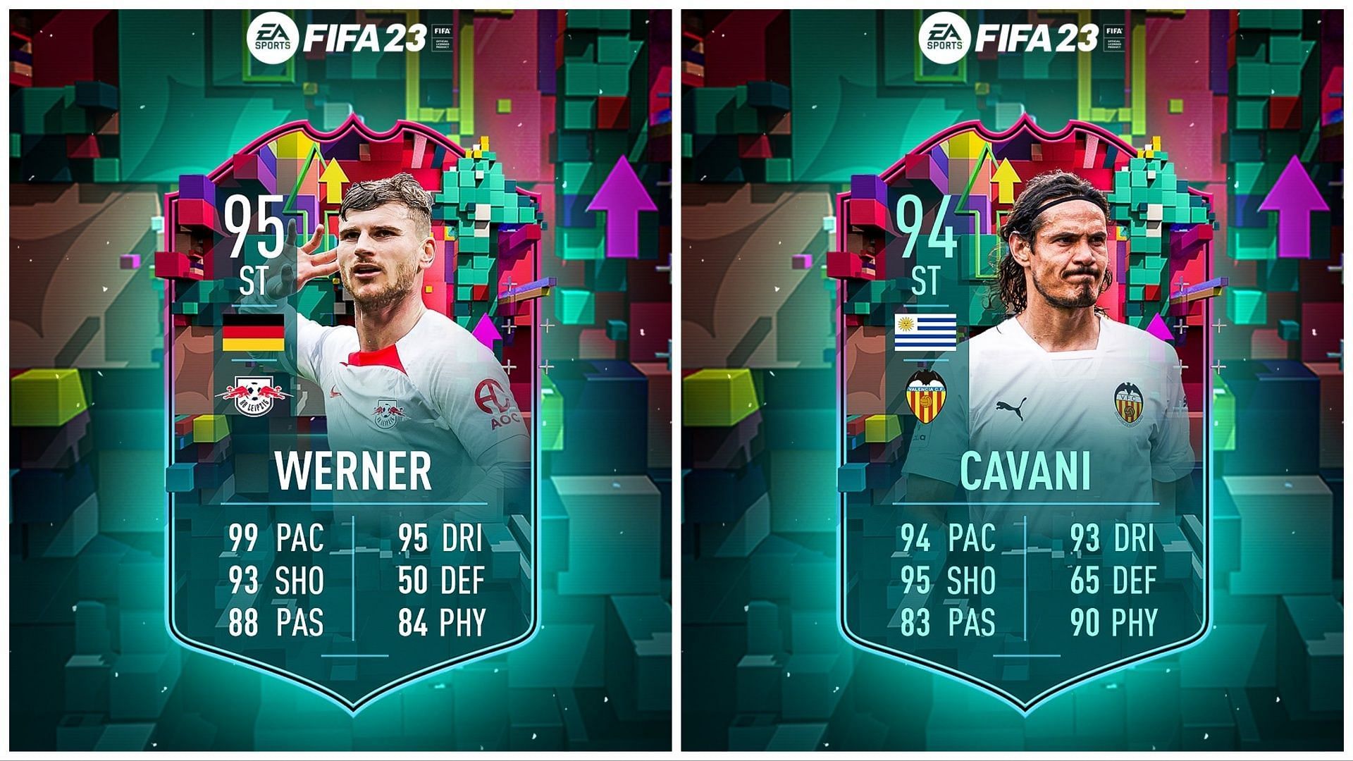 Level Up Werner and Cavani have been leaked (Images via Twitter/FUT Sheriff)