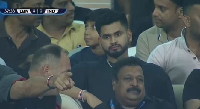 [Picture] Shreyas Iyer attends SAFF Championship semifinal between India and Lebanon