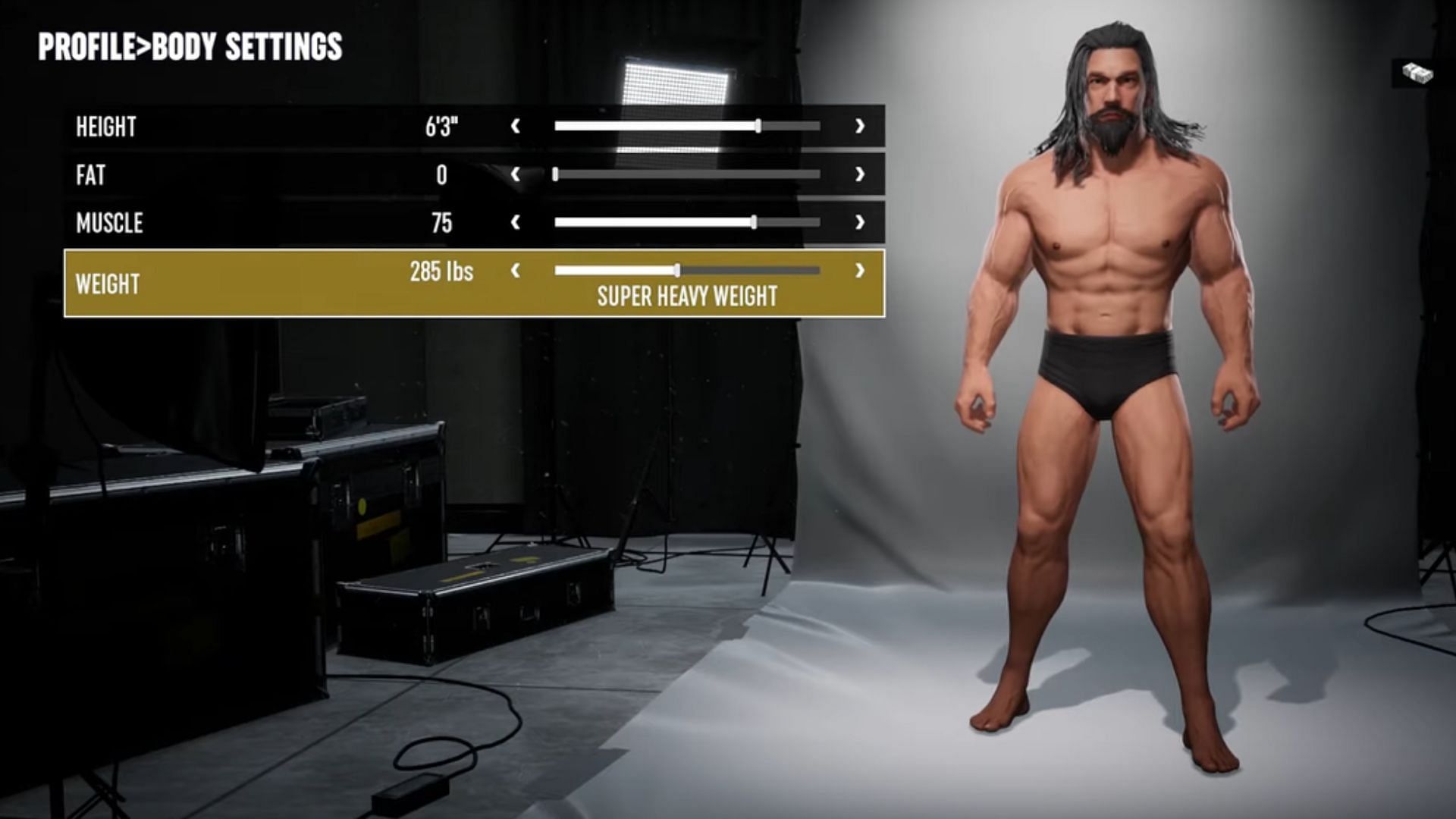 Body settings for Roman Reigns (Image via YouTube/ The Movement)