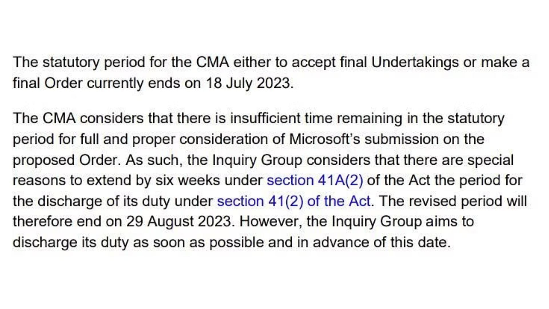 The CMA&#039;s public order allows for a six-week extension on the ABK deal (Image via the CMA)
