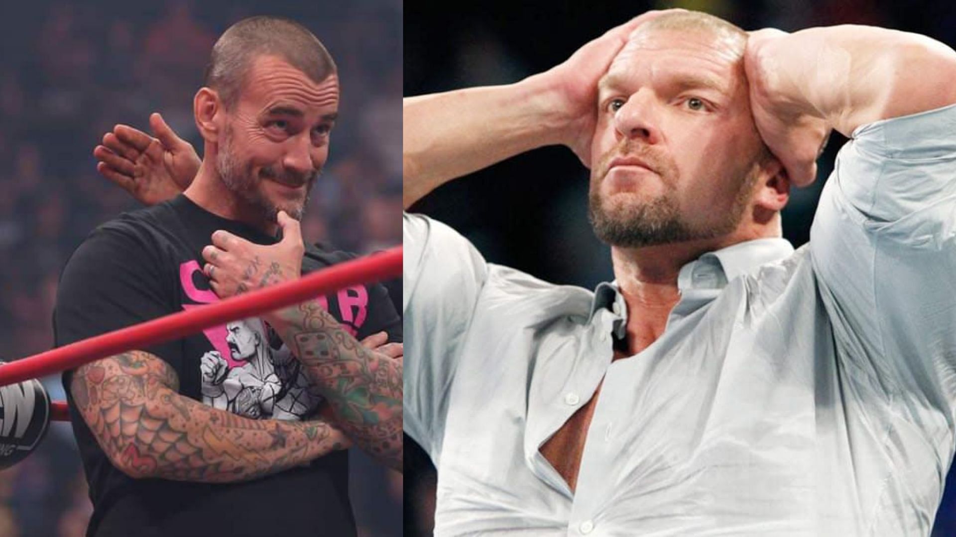 CM Punk (left) and Triple H (right)