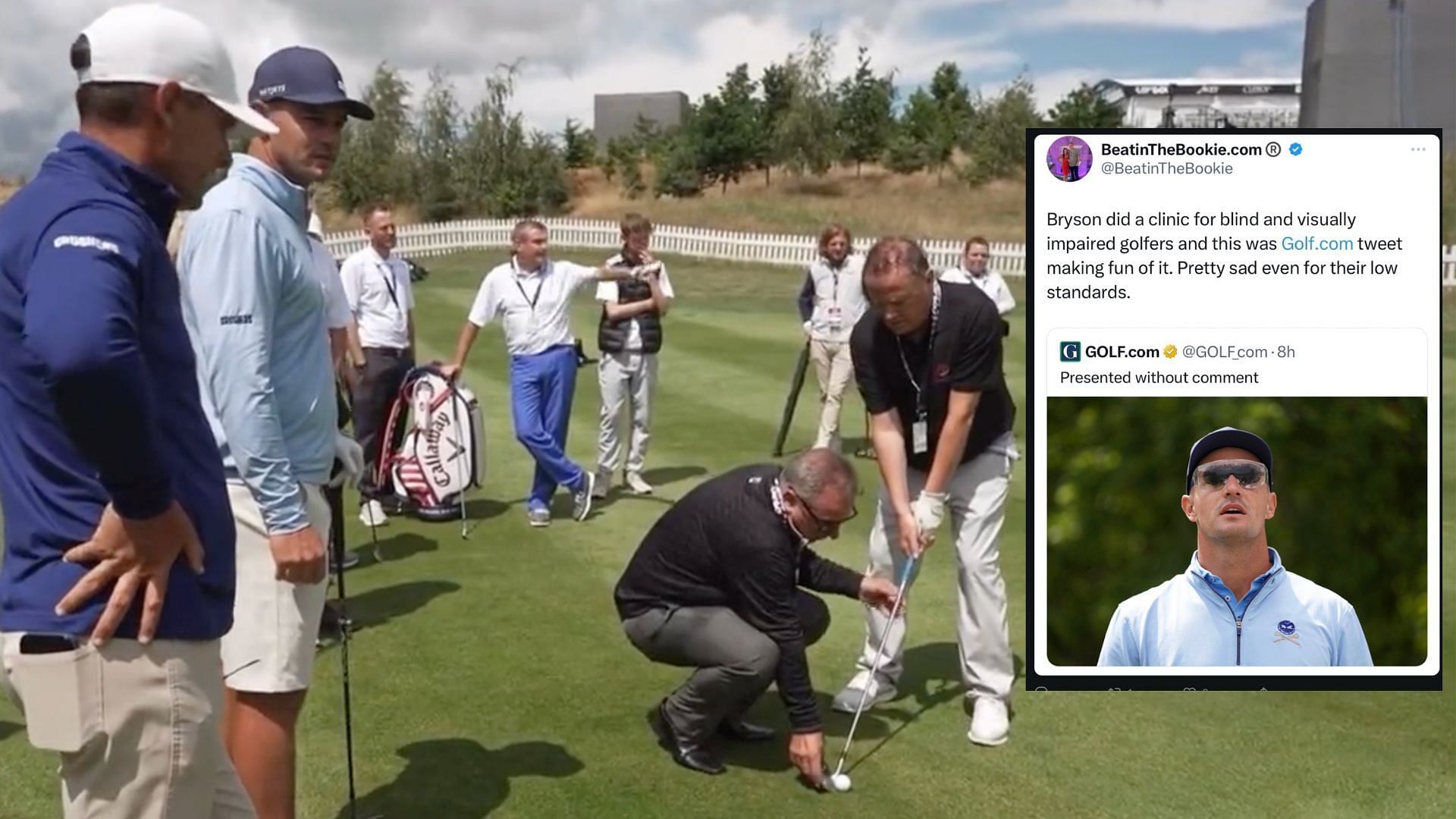Bryson DeChambeau, Charles Howell III conduct clinic with England and Wales Blind Golf (Image via Twitter)
