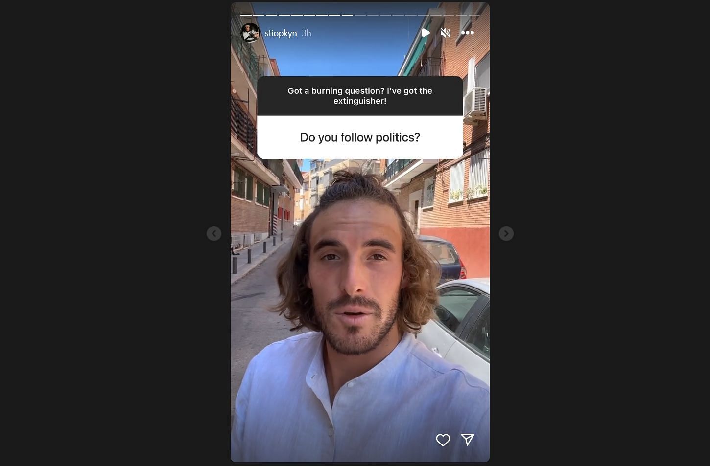 Stefanos Tsitsipas via Instagram stories.