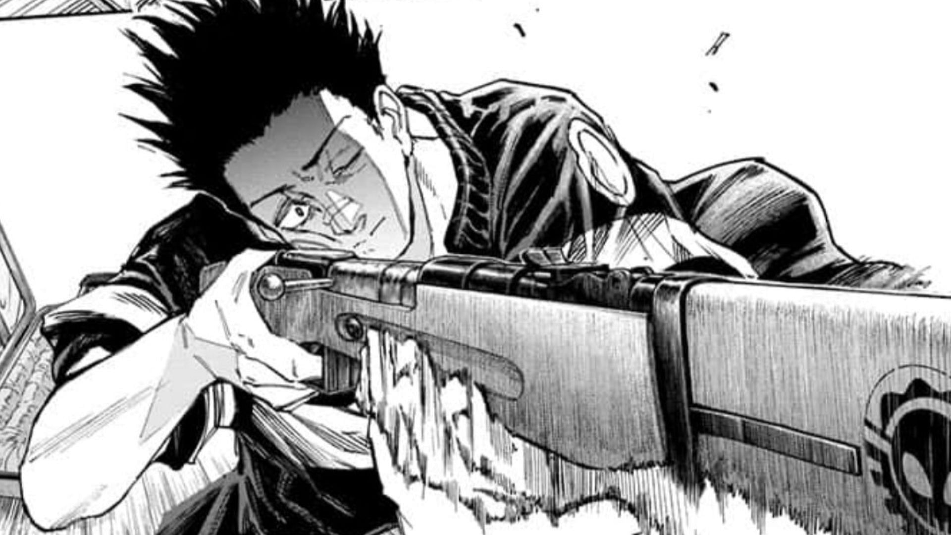 Heisuke wielding his sniper rifle (Image via Yuto Suzuki/Shueisha)