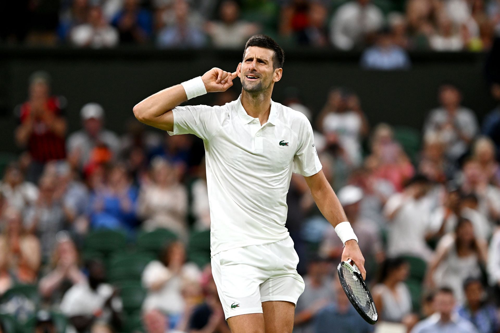 Novak Djokovic in action at Wimbledon 2023.