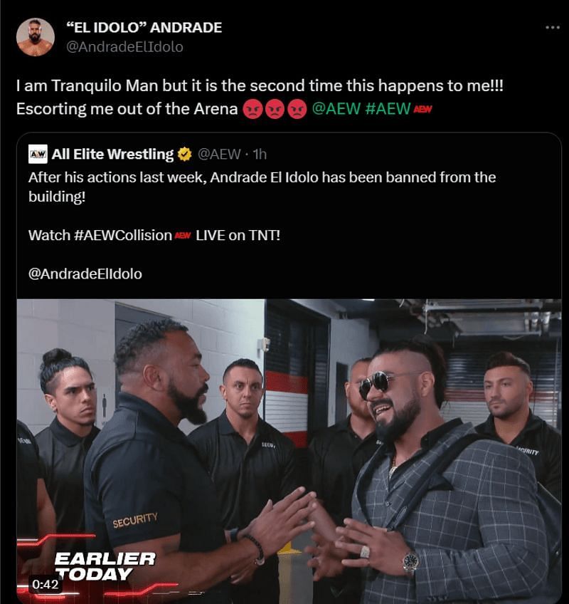 Andrade El Idolo&#039;s rant on Twitter