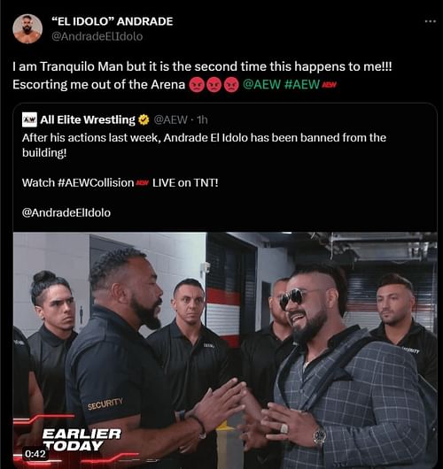 Andrade El Idolo's rant on Twitter