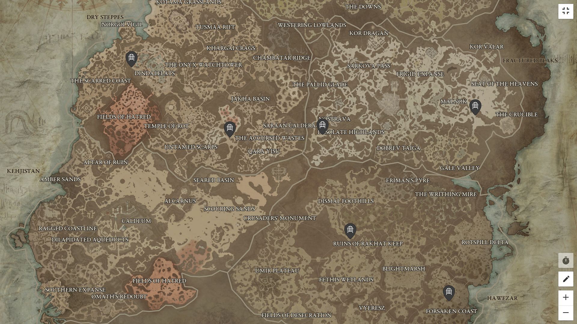 You can farm Devious Malignant Ichors in Malignant Tunnels in Diablo 4 (Image via mapgenie.io)