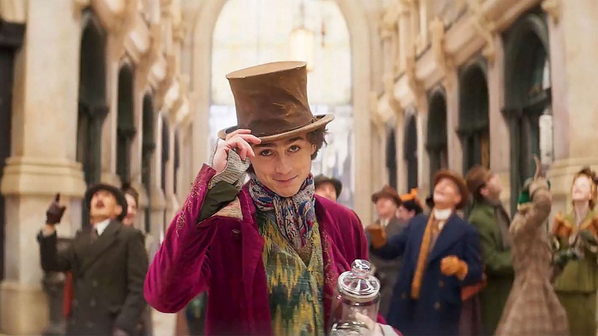 Timoth&eacute;e Chalamet in Wonka (Image via Warner Bros.)