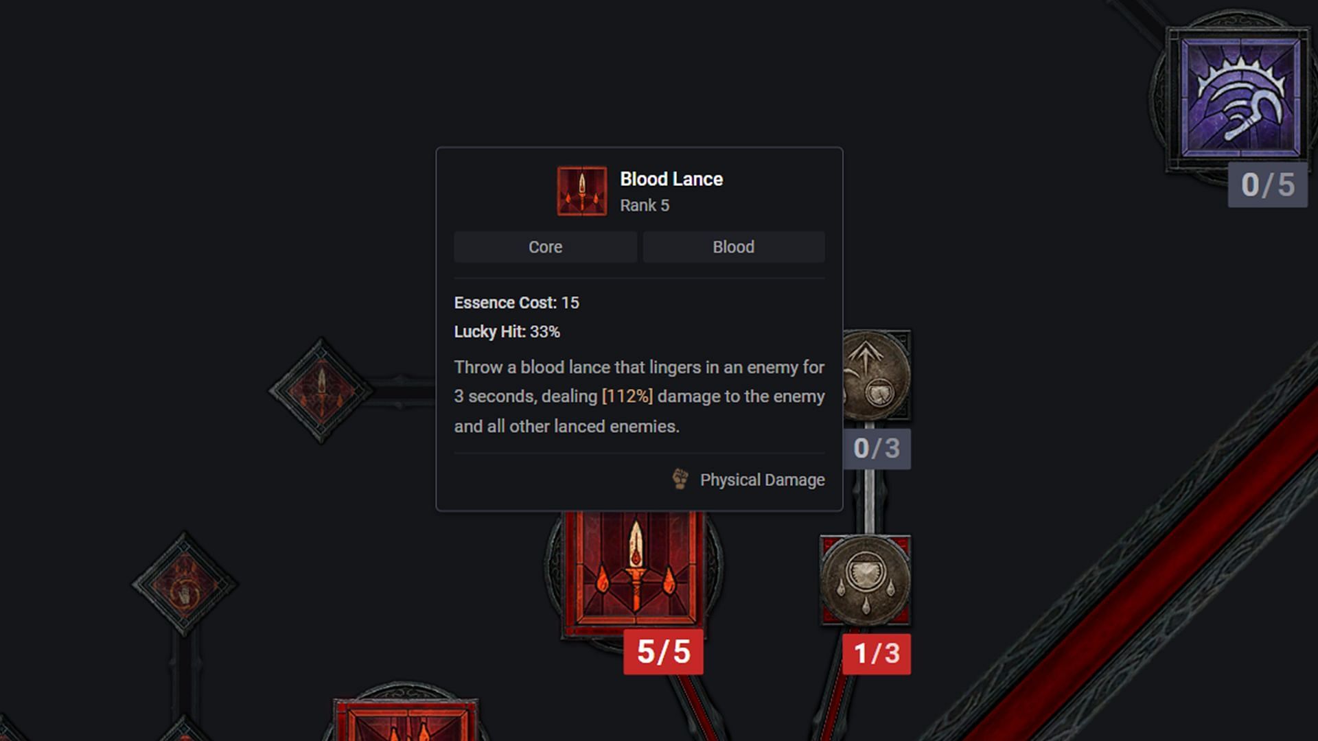The Blood Lance Necromancer build (Image via D4builds.gg)