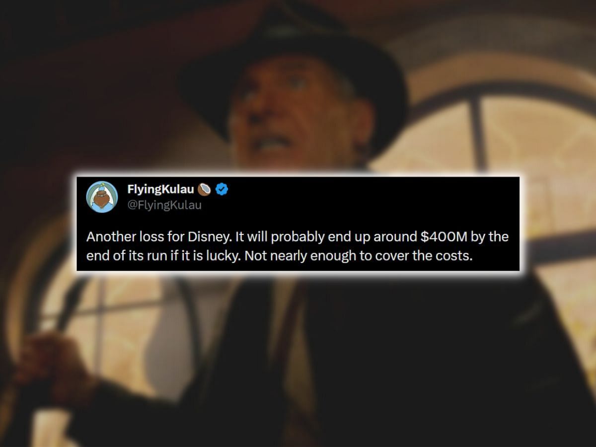 A fan&#039;s reaction to Indiana Jones and the Dial of Destiny&#039;s box office earnings (Image via Twitter/Sportskeeda)