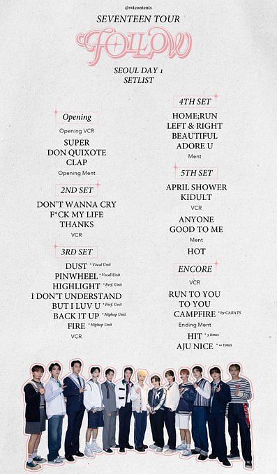 SEVENTEEN's Follow to Seoul setlist: Super, Don't Wanna Cry, and more