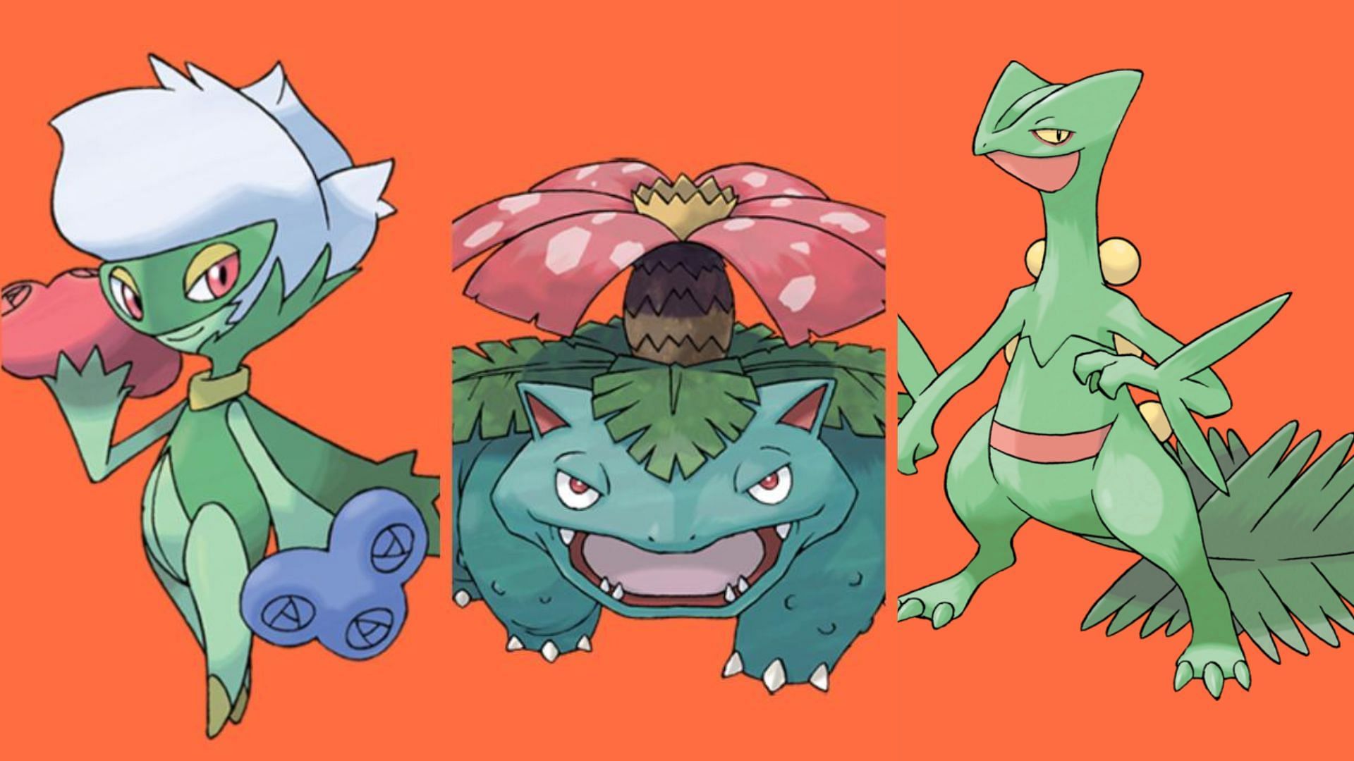 Roserade, Venusaur, and Sceptile (Image via The Pokemon Company)