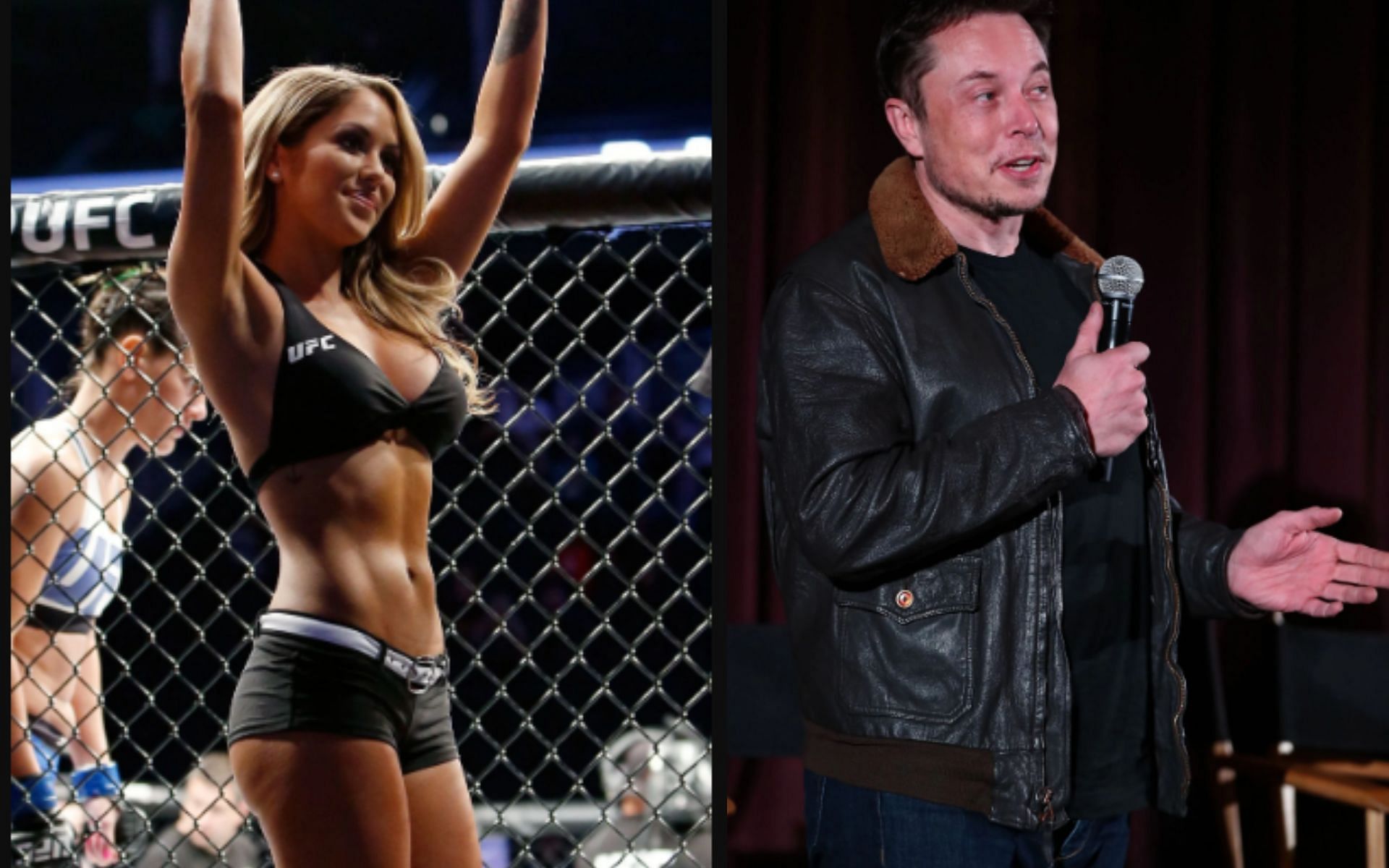 UFC ring girl Brittney Palmer on the right and billionaire Elon Musk on the right.