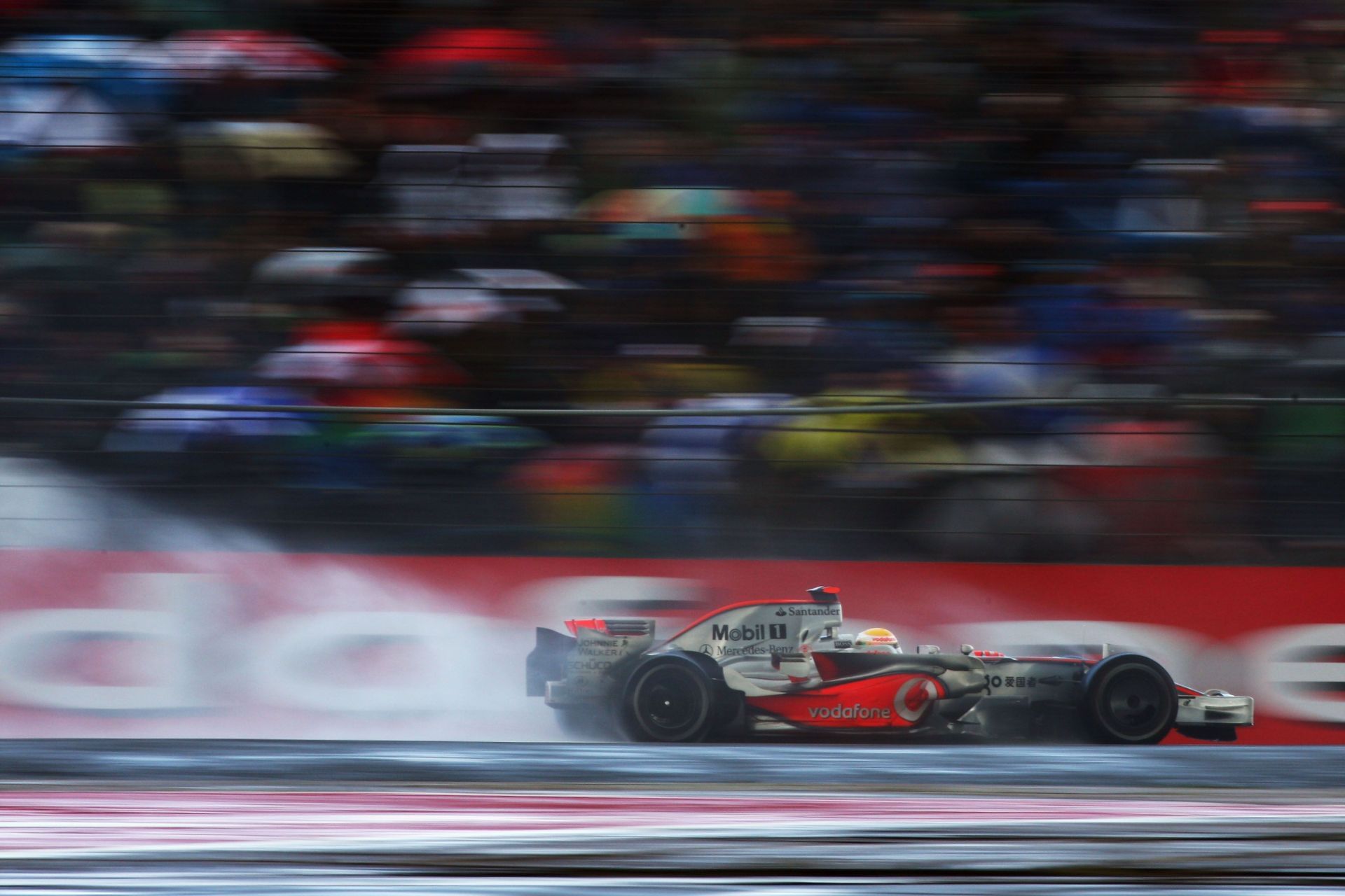 Lewis Hamilton driving his McLaren-Mercedes in the 2008 British Grand Prix