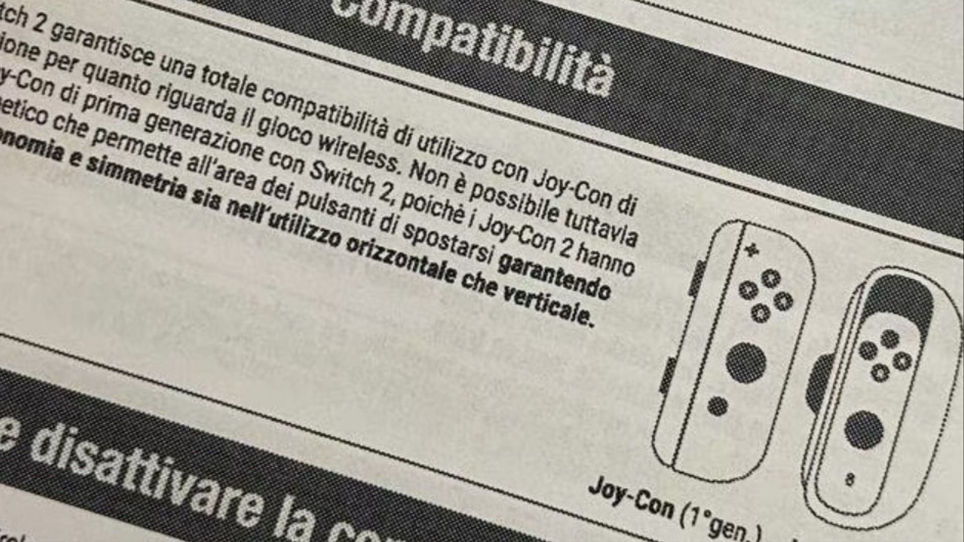 Leaked box art for &quot;Nintendo Switch 2&quot; featuring user instructions in Italian (Image via Twitter: @ChitoGamingLive)