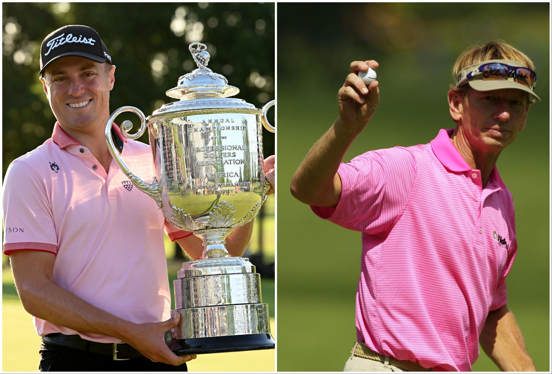 Justin Thomas and Brad Faxon (via Getty Images)