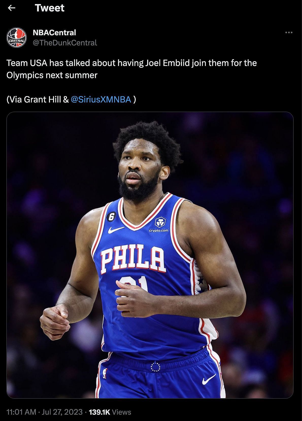 Joel Embiid has three choices for next year&#039;s Olympics.