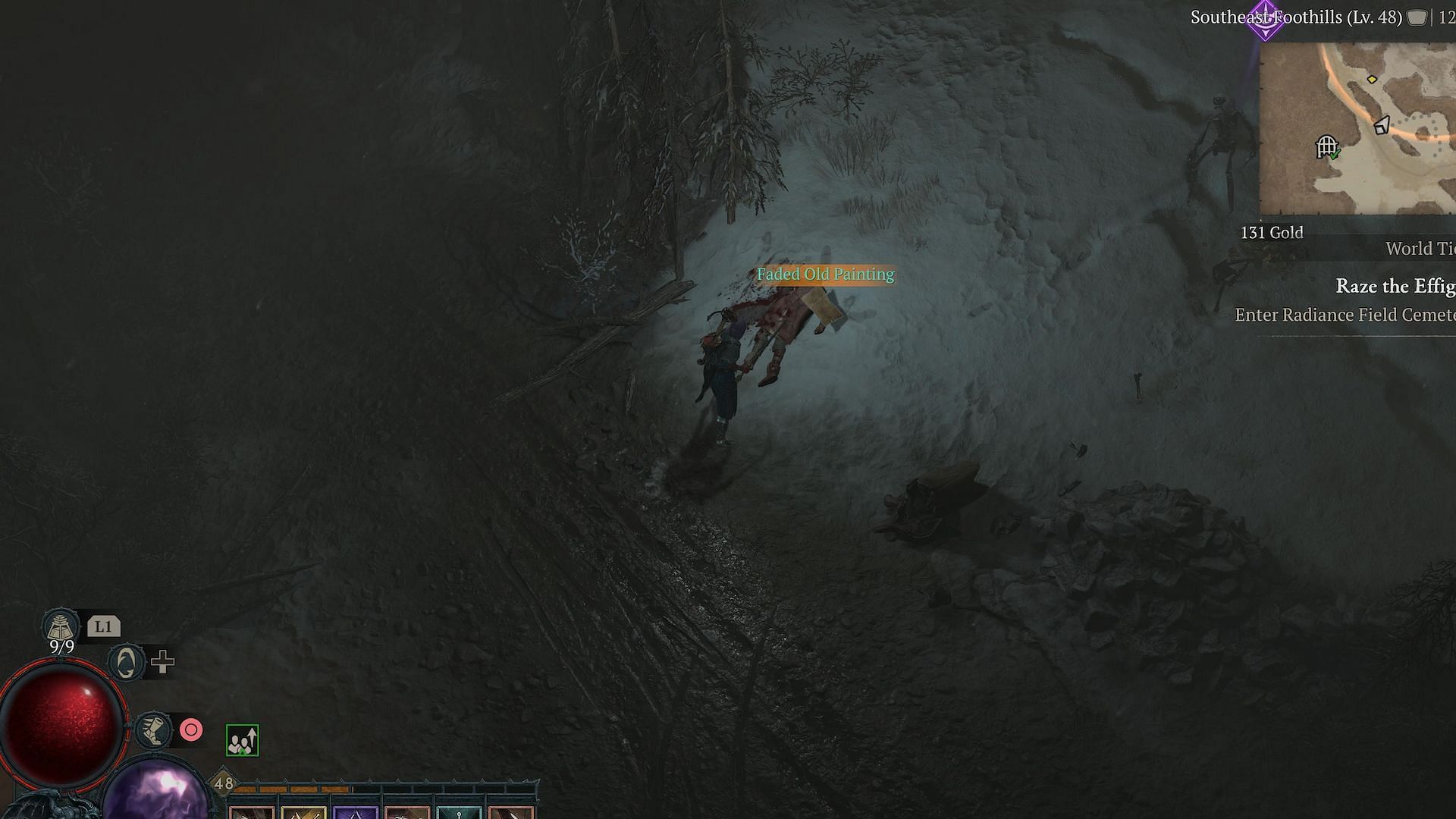 A character standing beside a corpse in Diablo 4.