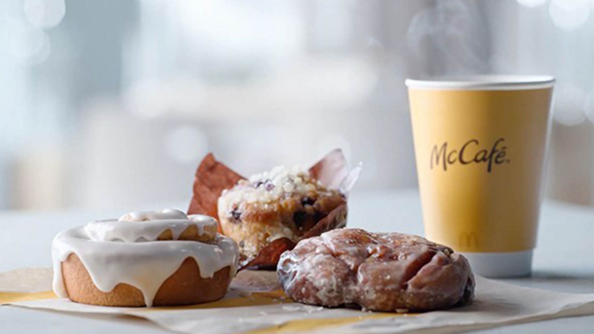 McCafe Bakery Pastry items including frosted cinnamon rolls, blueberry muffins, and apple fritters will be taken off the menu starting this month (Image via McDonald&rsquo;s)