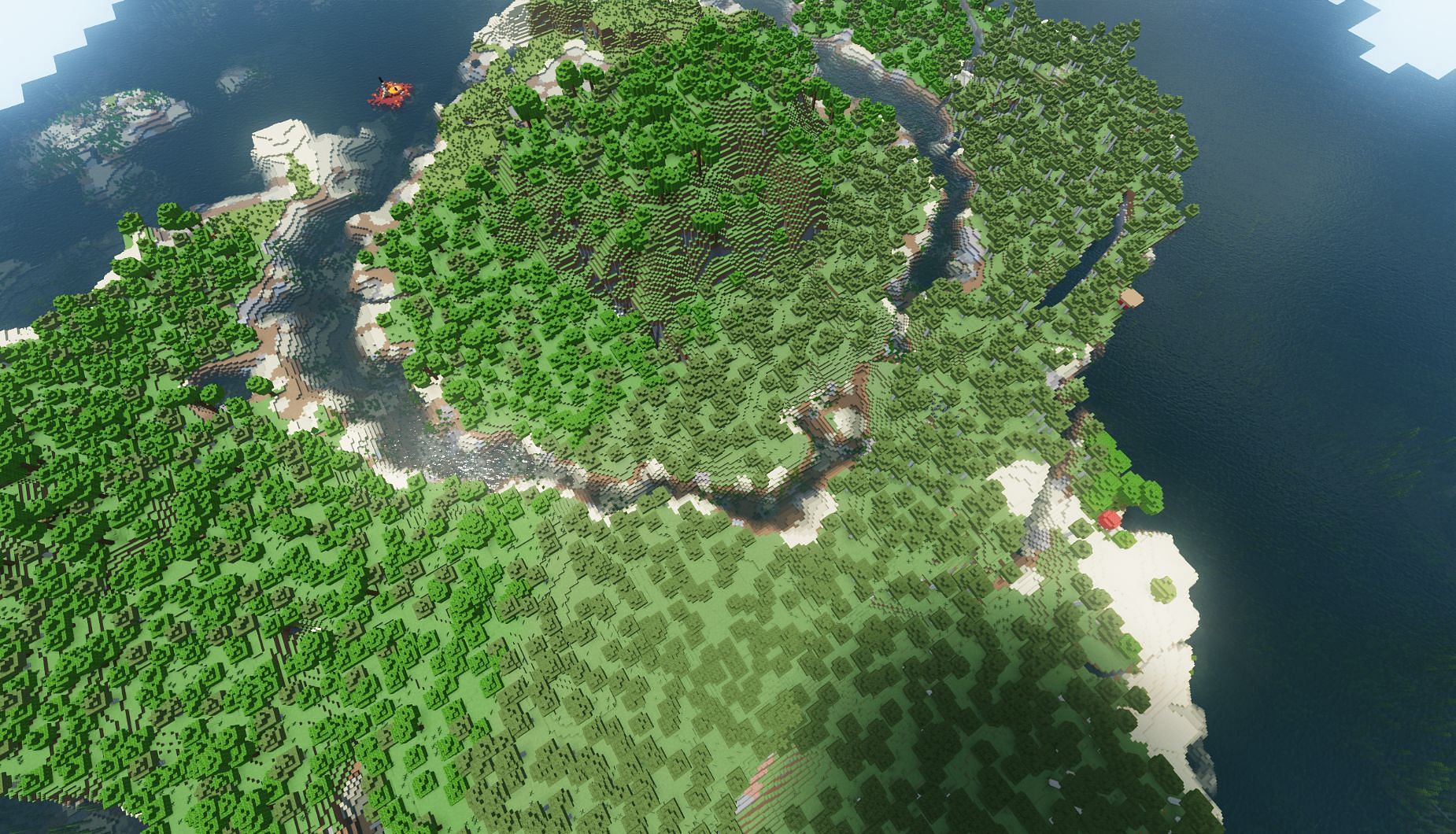Discover this island at spawn, perfect for exploration and building a megabase (Image via Mojnag)