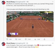 Screenshot from Zhang Shuai's Twitter account