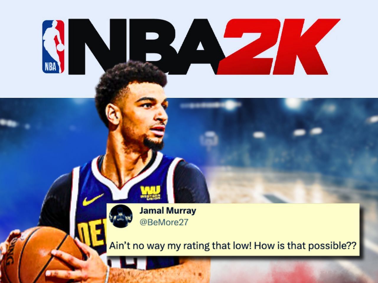 Jamal Murray reacts to his NBA 2K24 rating.
