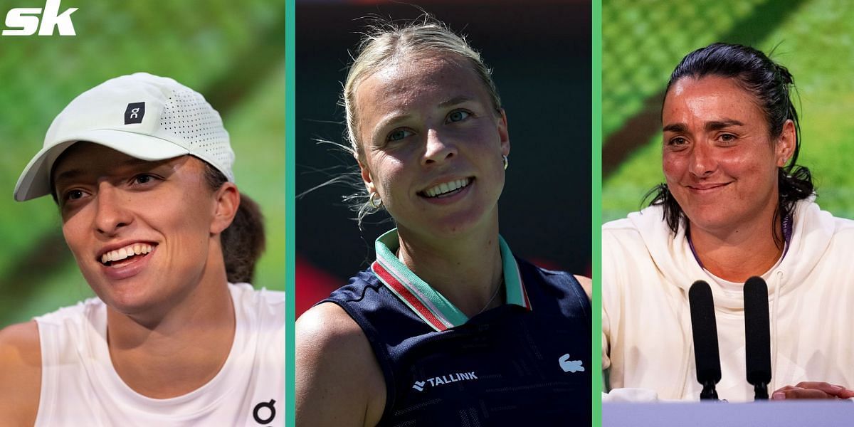 Iga Swiatek (L), Anett Kontaveit (centre) and Ons Jabeur (R)