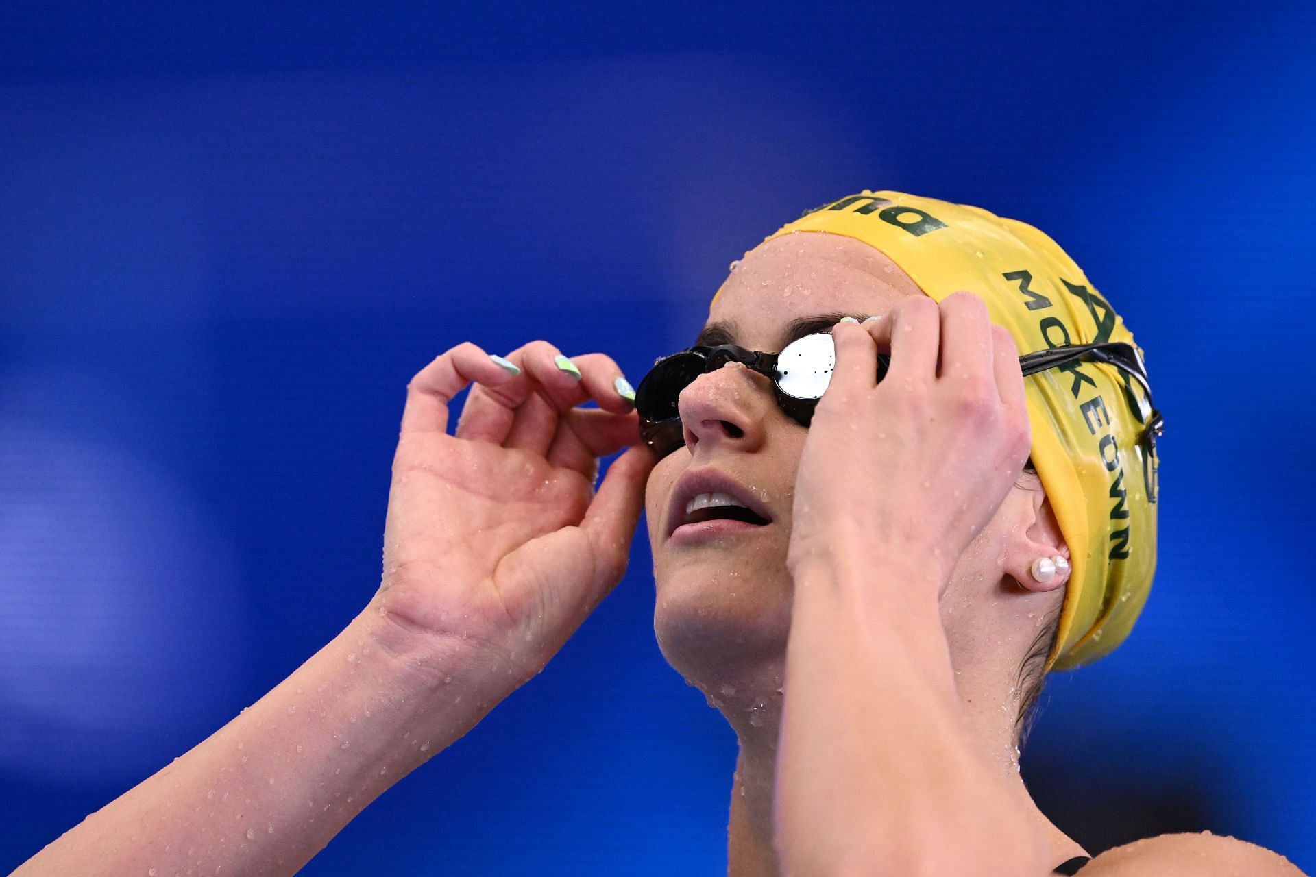 Kaylee McKeown reacts after being disqualified in Women&#039;s 200m Individual Medley in the 2023 World Aquatic Championship at Marine Messe in Fukuoka, Japan.