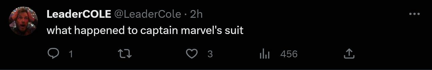 A tweet reply to Discussing Film&#039;s post about Captain Marvel&#039;s suit (Image via Twitter)