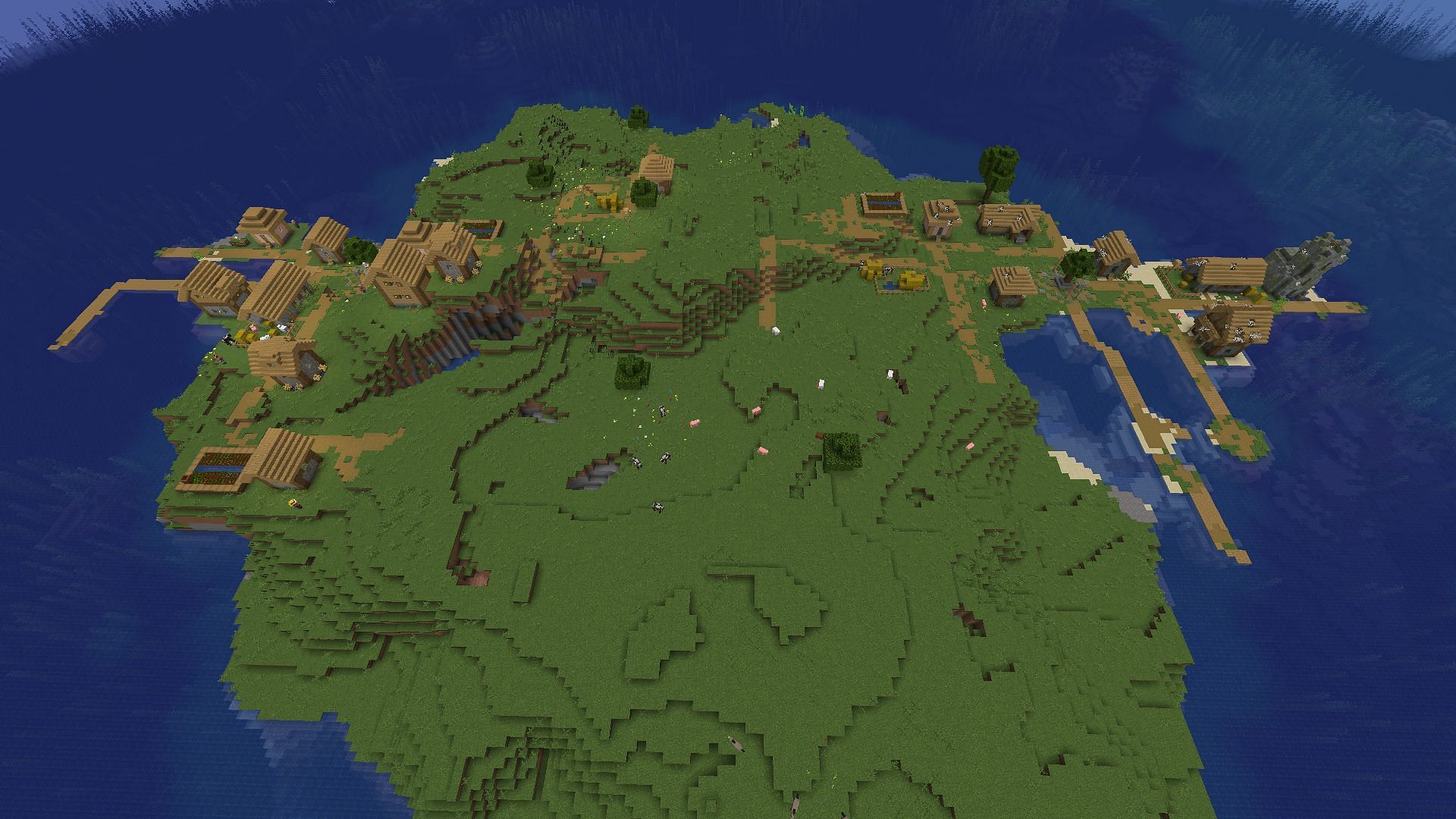 A village generated right next to an abandoned village is a considerably rare occurrence (Image via Mojang)