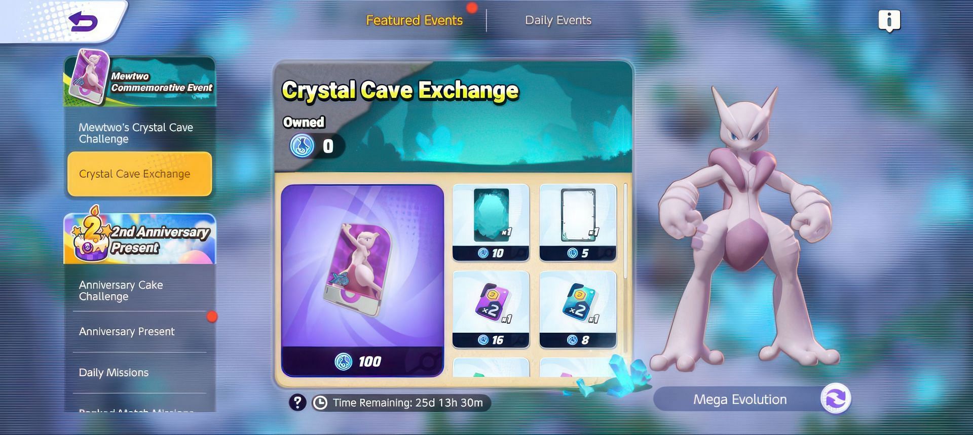 Pokémon UNITE on X: Mewtwo's Crystal Cave Challenge is now available in  the #UNITE2nd Anniversary! Complete missions, move through the cave, and  collect rewards! Earn enough Cave Coins, and you can redeem